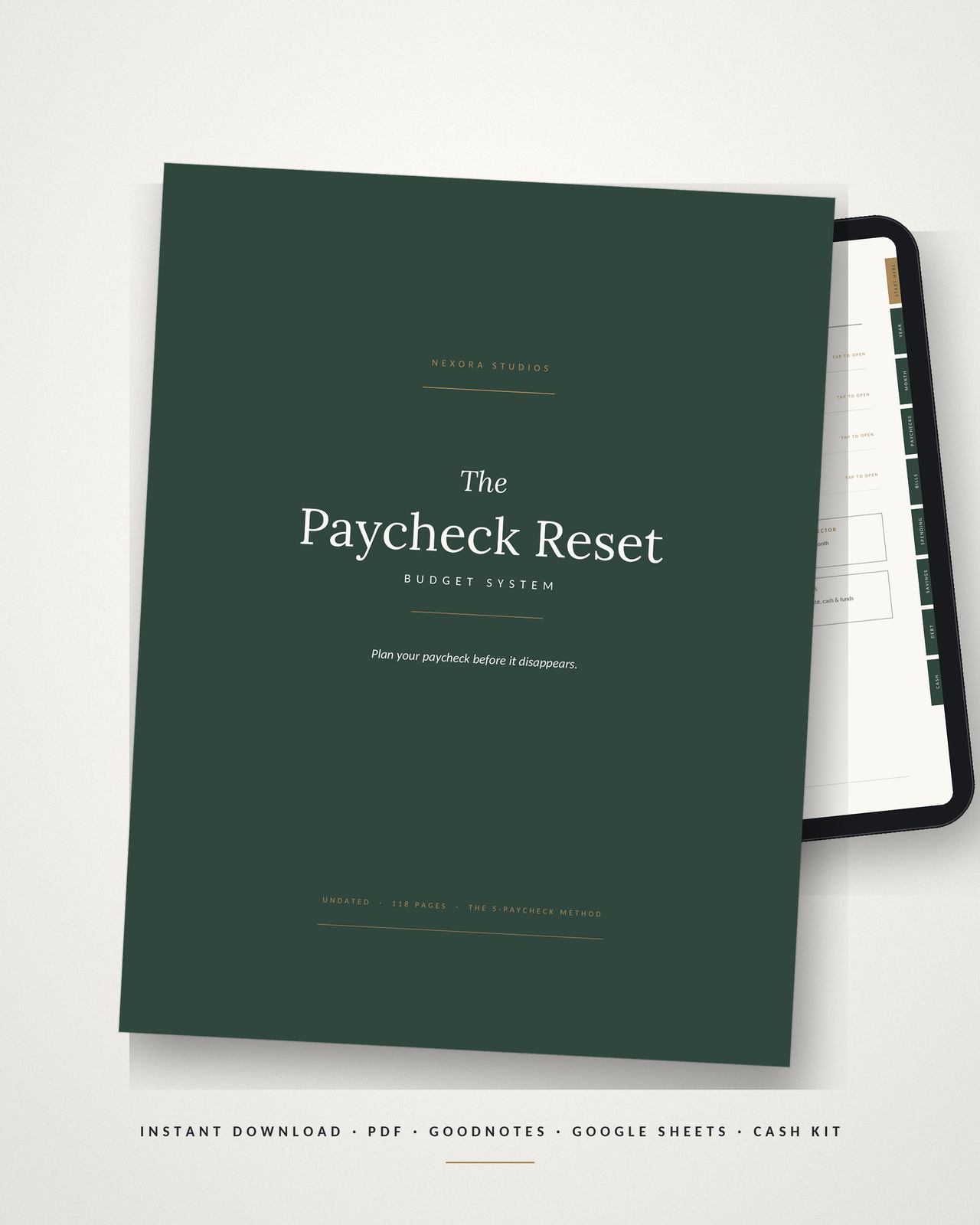 The Paycheck Reset Budget System — Printable + GoodNotes Budget Planner, Google Sheets Tracker & Cash-Stuffing Kit