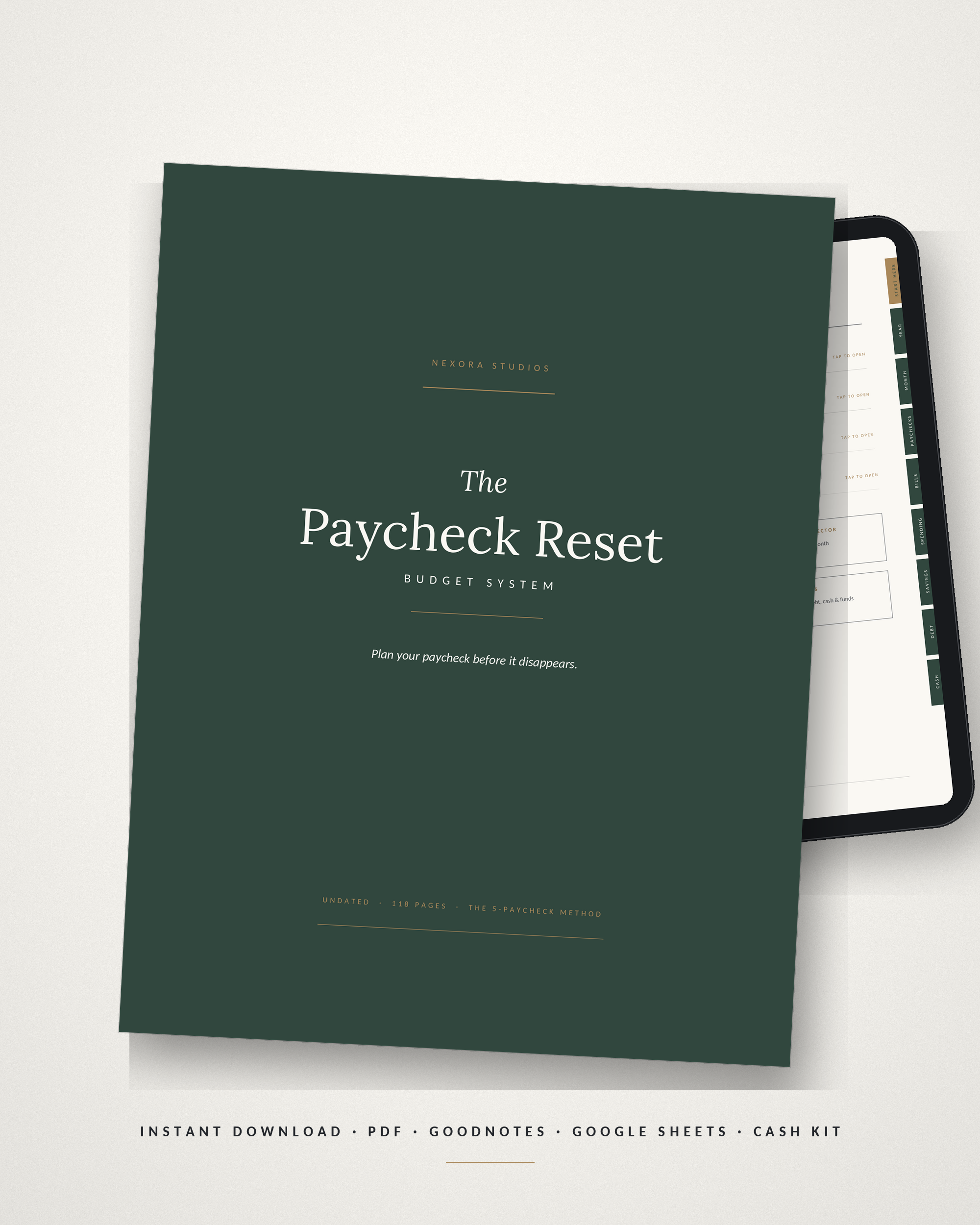 The Paycheck Reset Budget System — Printable + GoodNotes Budget Planner, Google Sheets Tracker & Cash-Stuffing Kit