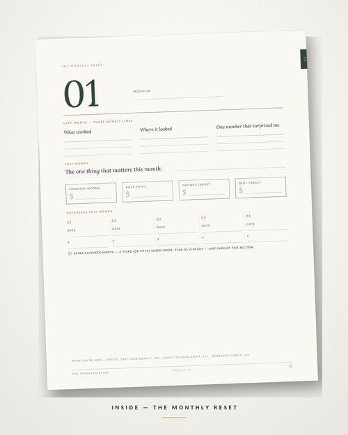 The Paycheck Reset Budget System — Printable + GoodNotes Budget Planner, Google Sheets Tracker & Cash-Stuffing Kit