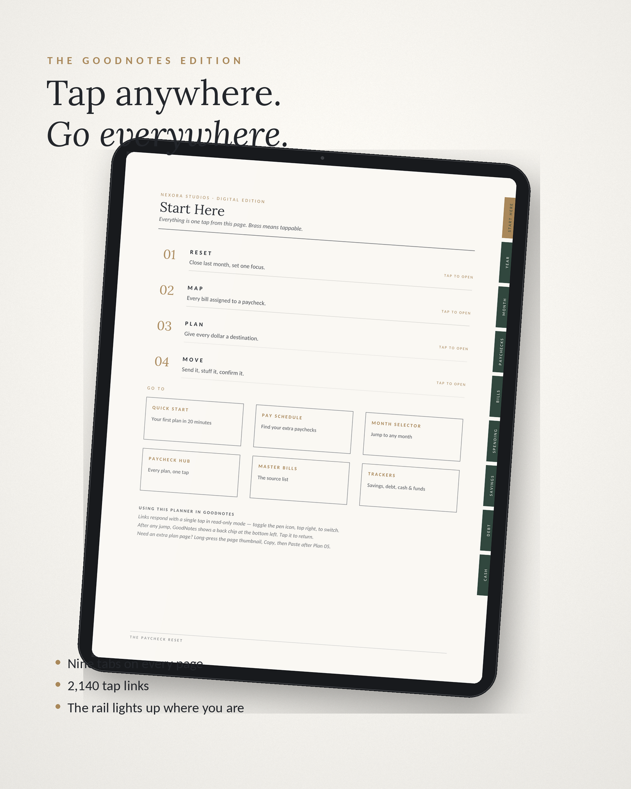 The Paycheck Reset Budget System — Printable + GoodNotes Budget Planner, Google Sheets Tracker & Cash-Stuffing Kit