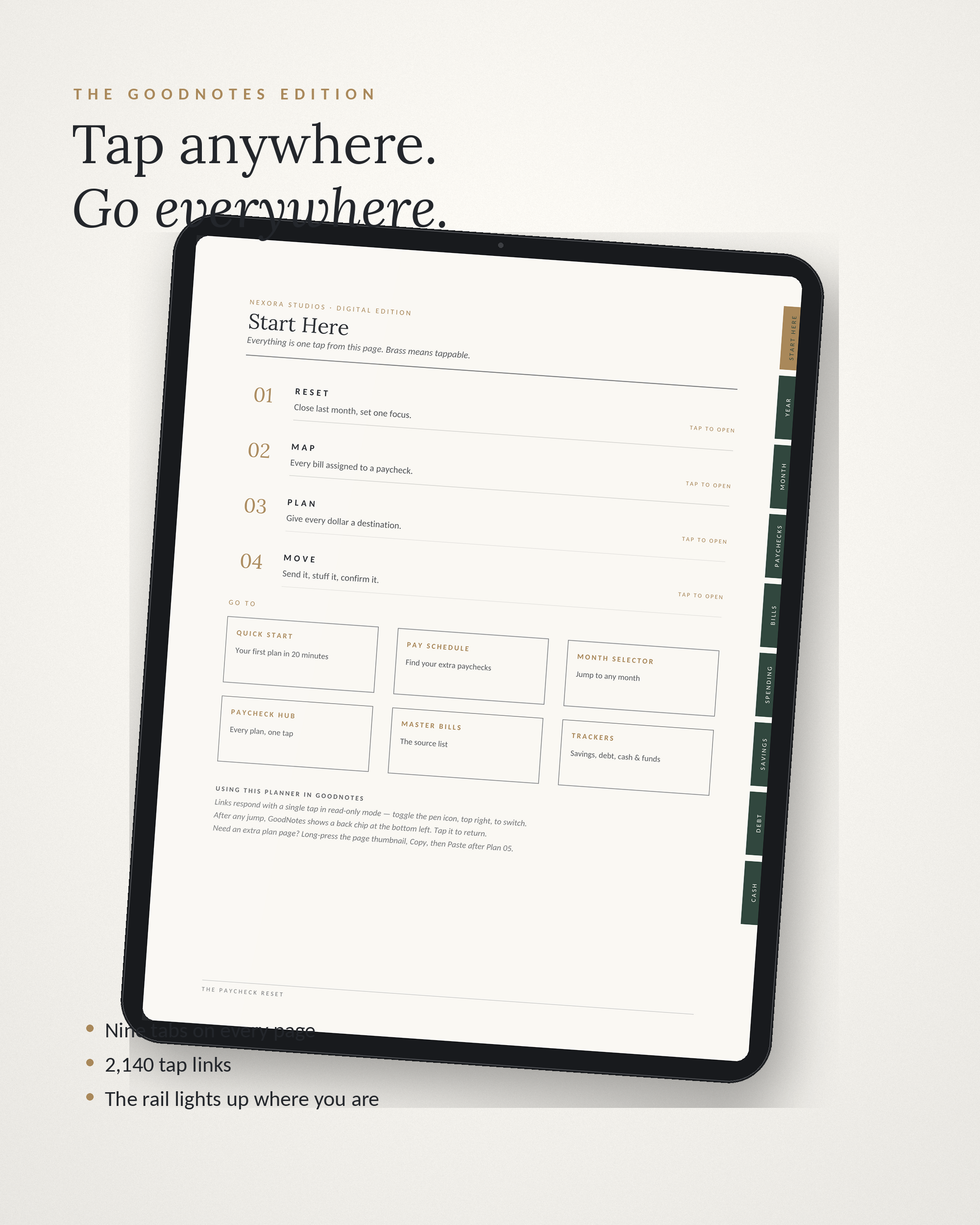 The Paycheck Reset Budget System — Printable + GoodNotes Budget Planner, Google Sheets Tracker & Cash-Stuffing Kit